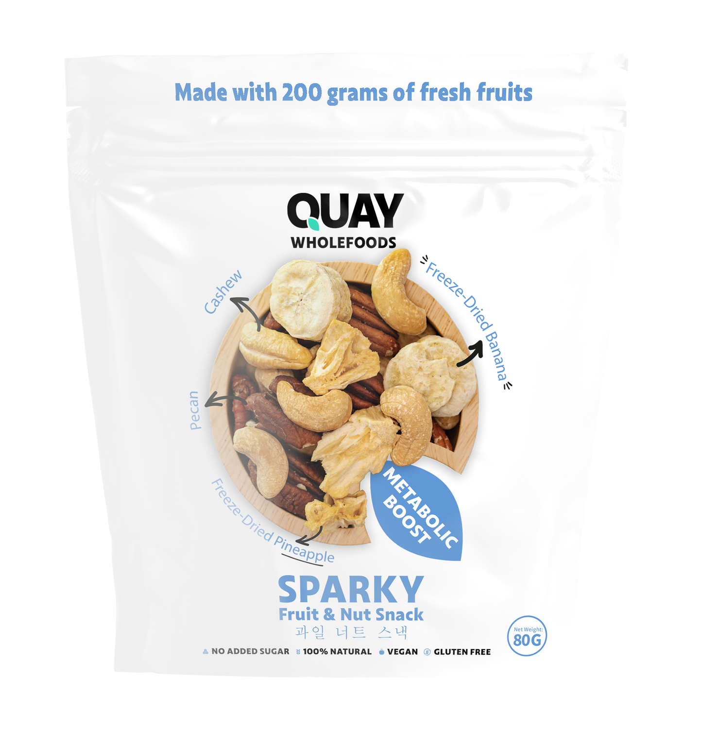 QUAY WHOLEFOODS - SPARKY TRAIL MIX 80G (METABOLIC BOOST)