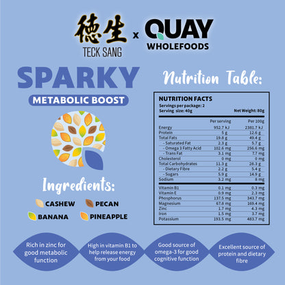 QUAY WHOLEFOODS - SPARKY TRAIL MIX 80G (METABOLIC BOOST)